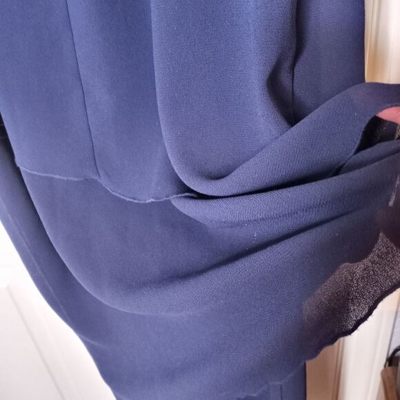 PATRA Womens Navy Sheer Zippered Lined Sleeveless V Neck Maxi Dress 12 - Picture 8 of 12